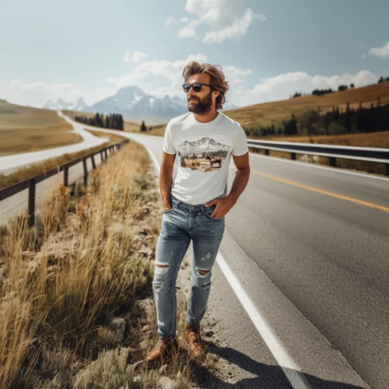 Men's Casual Yellowstone Park Series Printed Cotton Short Sleeve T-Shirt 47208638K sold by Manly product image thumbnail 3