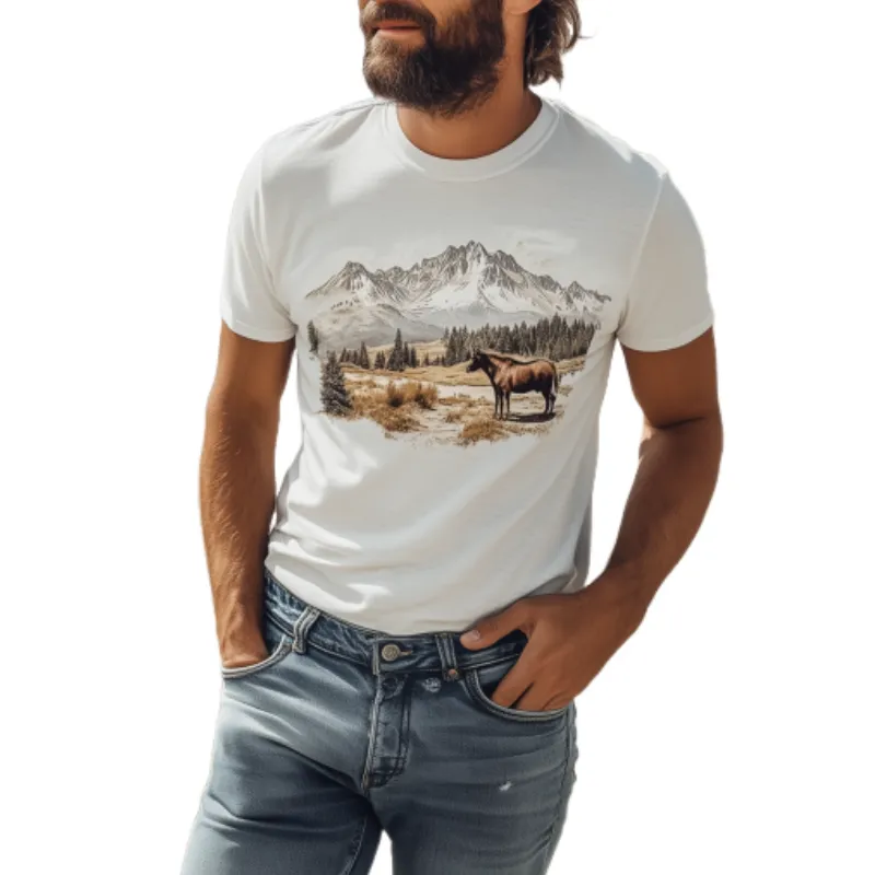 Men's Casual Yellowstone Park Series Printed Cotton Short Sleeve T-Shirt 47208638K sold by Manly