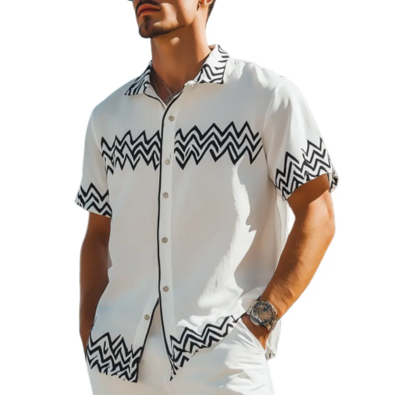 Men's Fashion Casual Retro Printed Short Sleeve Shirt 53289085K sold by Manly