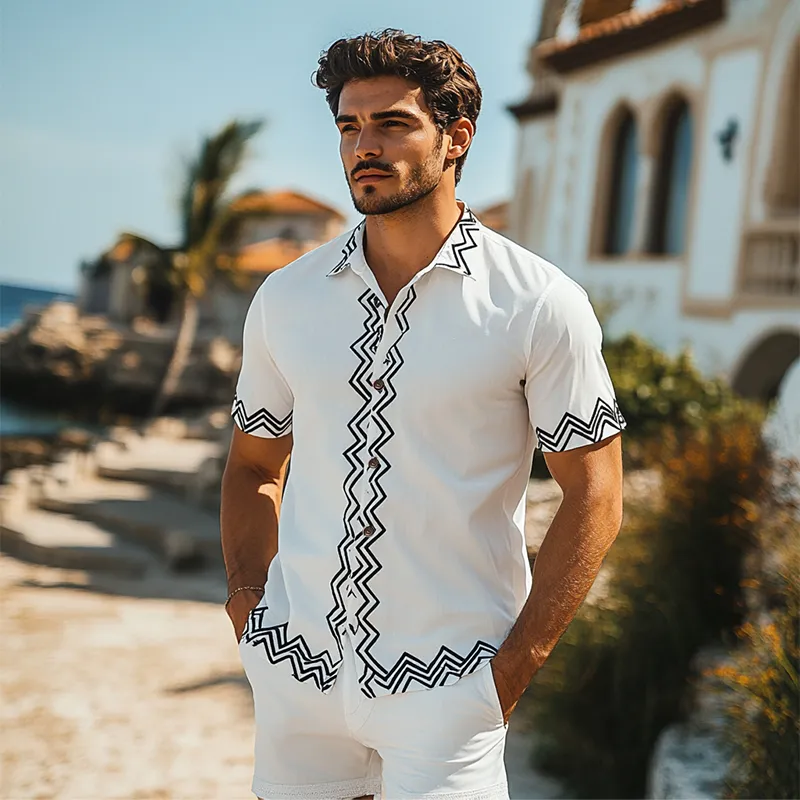 Men's Fashion Casual Spring and Summer Vacation Printed Short Sleeve Shirt 84419731K sold by Manly product image thumbnail 2