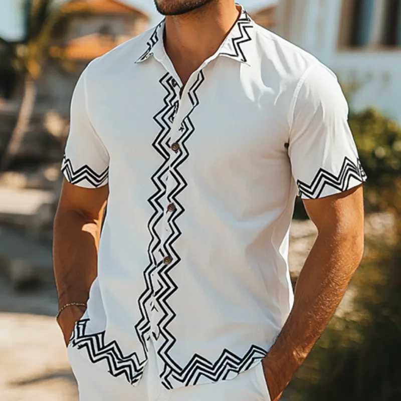 Men's Fashion Casual Spring and Summer Vacation Printed Short Sleeve Shirt 84419731K sold by Manly product image thumbnail 3