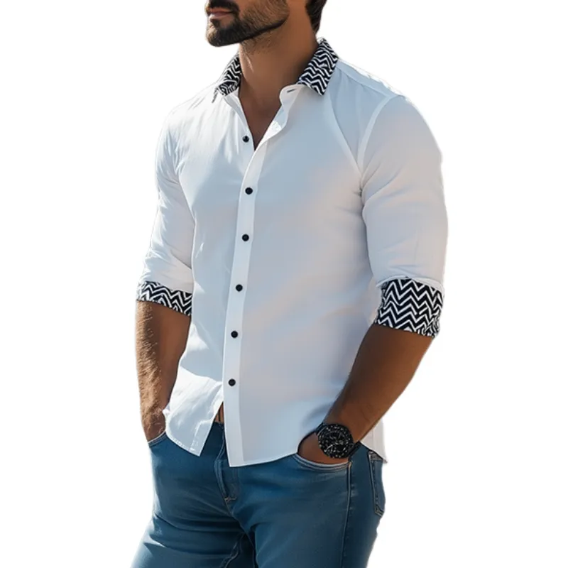 Men's Fashion Spring Classic Casual Printed Long Sleeve Shirt 59953120K sold by Manly