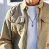 Men's Vintage Khaki Solid Zip-Up Jacket 60356700U sold by Manly