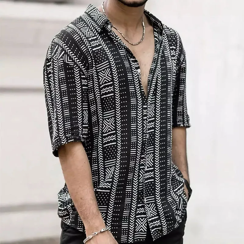 Men's Casual Retro Print Short Sleeve Shirt 33035593U sold by Manly product image thumbnail 2