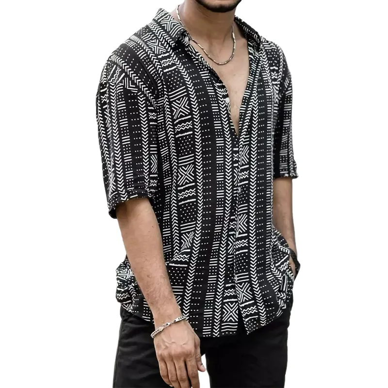 Men's Casual Retro Print Short Sleeve Shirt 33035593U sold by Manly