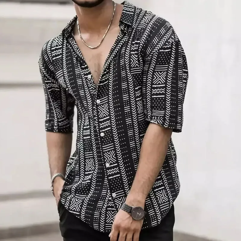 Men's Casual Retro Print Short Sleeve Shirt 33035593U sold by Manly product image thumbnail 3