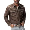 Men's Vintage Coffee Washed Denim Long-sleeved Shirt 48590320U sold by Manly