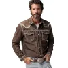 Men's Vintage Coffee Washed Denim Long-sleeved Shirt 48590320U sold by Manly