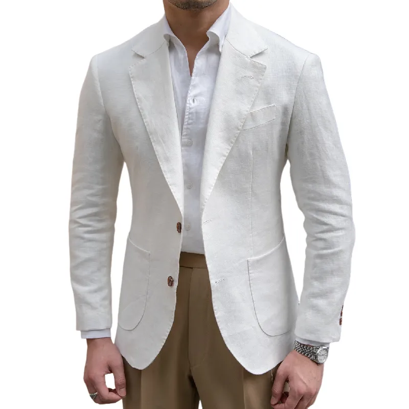 Men's Retro Simple Solid Color Casual Linen Blazer 69642512TO sold by Manly