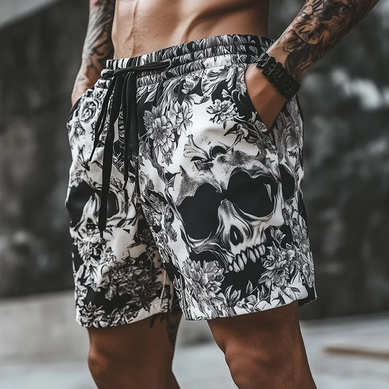 Men's Retro Skull Print Casual Shorts 15084604TO sold by Manly product image thumbnail 2