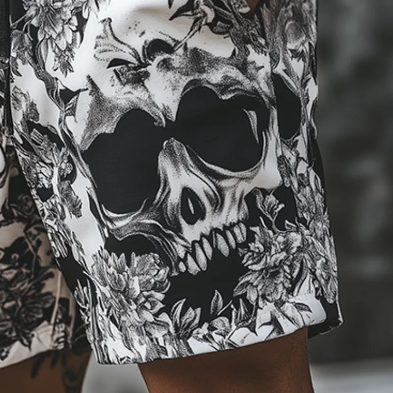 Men's Retro Skull Print Casual Shorts 15084604TO sold by Manly product image thumbnail 3