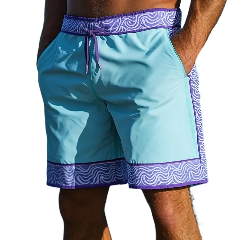 Men's Retro Colorblock Printed Casual Shorts 86020293TO sold by Manly