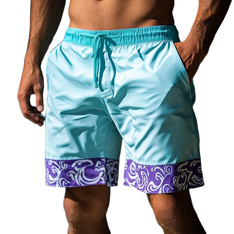 Men's Retro Colorblock Printed Casual Shorts 05028930TO sold by Manly