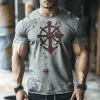 Men's Retro Nautical Anchor Print Casual Round Neck Short Sleeve T-Shirt 03423270TO sold by Manly