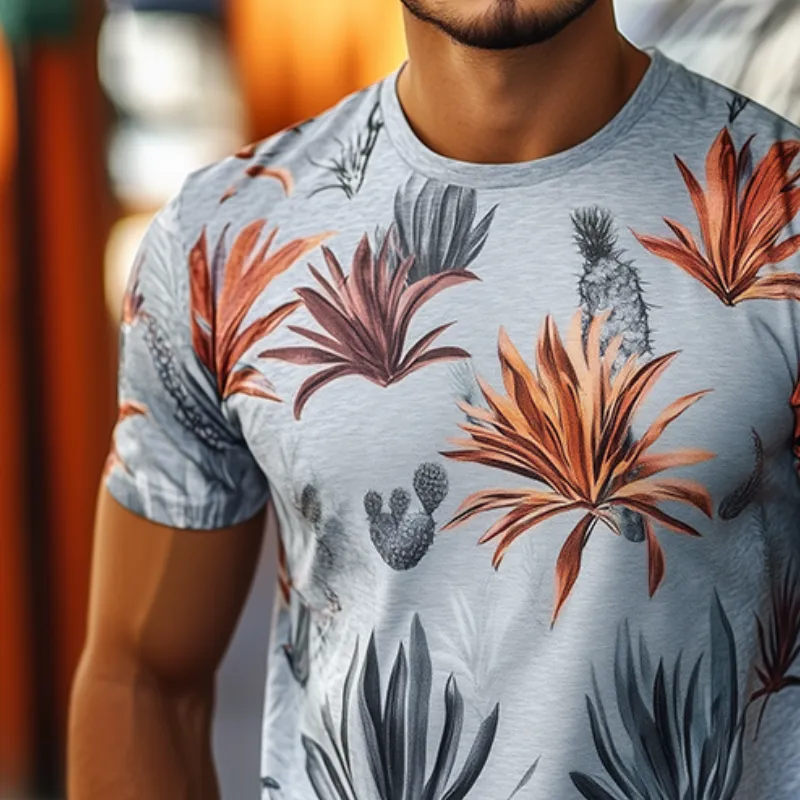 Men's Retro Tropical Bird of Paradise Printed Casual Round Neck Short Sleeve T-Shirt 36031893TO sold by Manly product image thumbnail 3