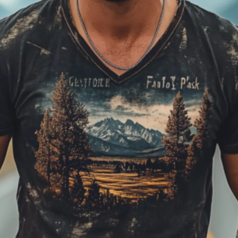 Men's Casual American Retro Yellowstone Park Series Printed Cotton T-Shirt 19046609K sold by Manly product image thumbnail 4