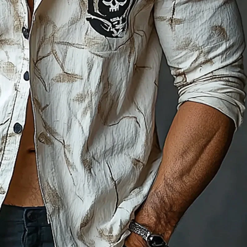 Men's Casual Printed Lapel Long Sleeve Shirt 15948290X sold by Manly product image thumbnail 3