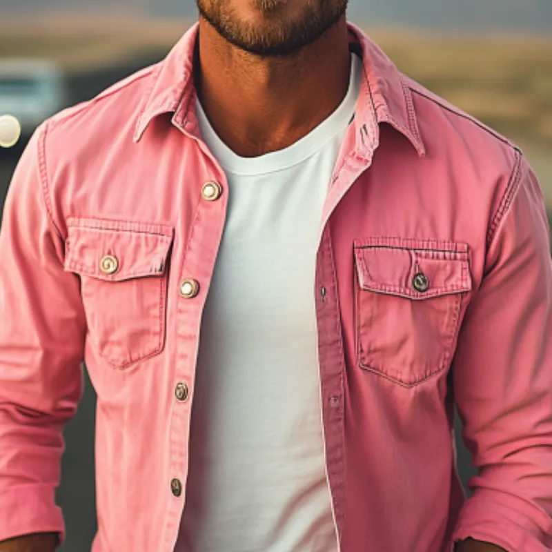 Men's Classic Fashionable Casual Workwear Washed Long-sleeved Shirt 14879618K sold by Manly product image thumbnail 4