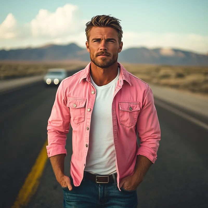 Men's Classic Fashionable Casual Workwear Washed Long-sleeved Shirt 14879618K sold by Manly product image thumbnail 2