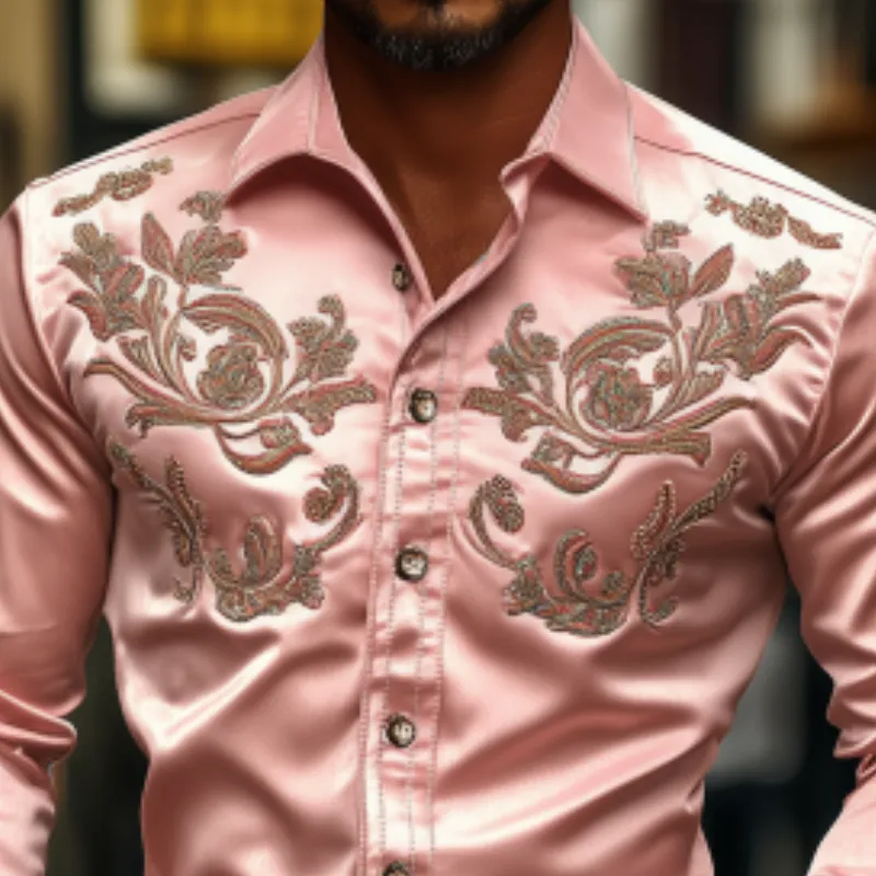 Men's Classic Western American Vintage Satin Embroidered Long Sleeve Shirt 41114174K sold by Manly product image thumbnail 4