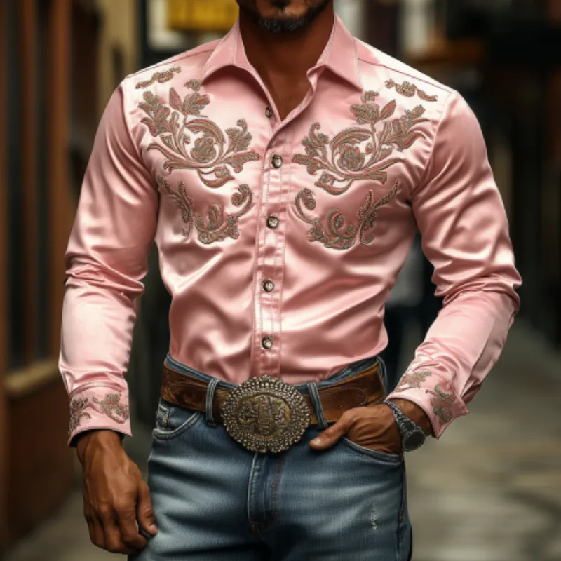 Men's Classic Western American Vintage Satin Embroidered Long Sleeve Shirt 41114174K sold by Manly product image thumbnail 3