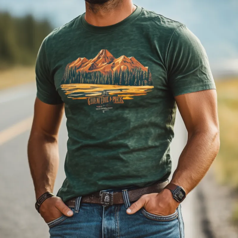 Men's Classic Casual American Yellowstone Park Series Printed Cotton T-Shirt 95851149K sold by Manly product image thumbnail 3