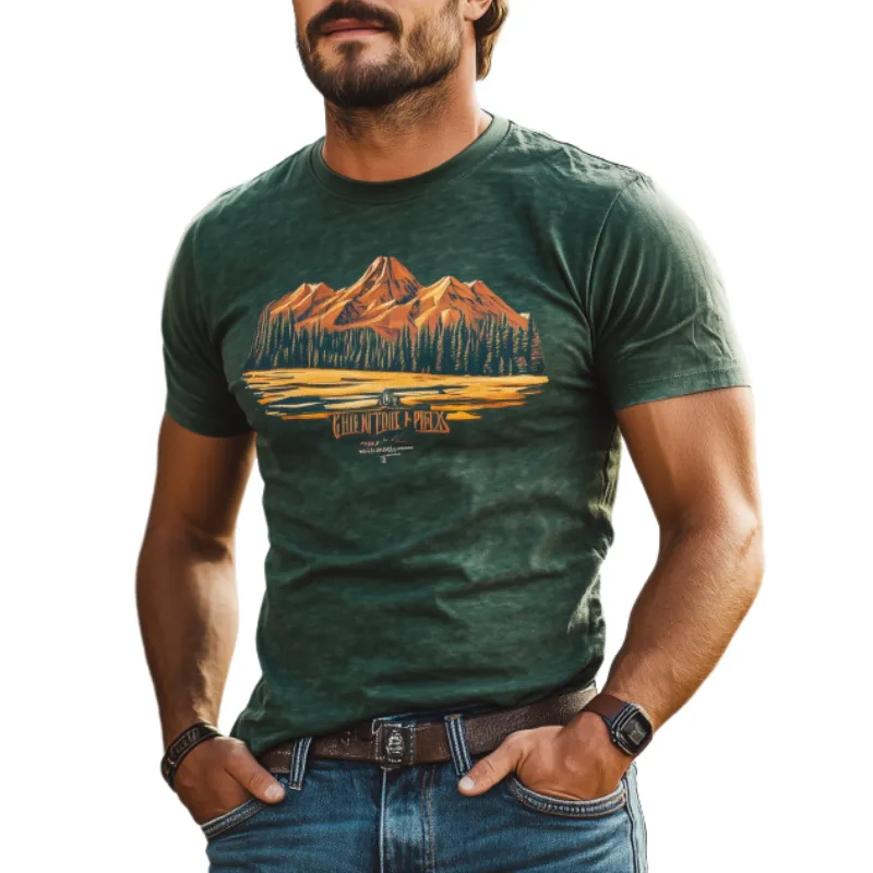 Men's Classic Casual American Yellowstone Park Series Printed Cotton T-Shirt 95851149K sold by Manly