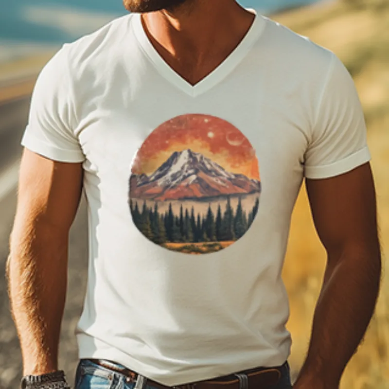 Men's American Retro Yellowstone Park Series Printed V-Neck Cotton T-Shirt 79461017K sold by Manly product image thumbnail 4