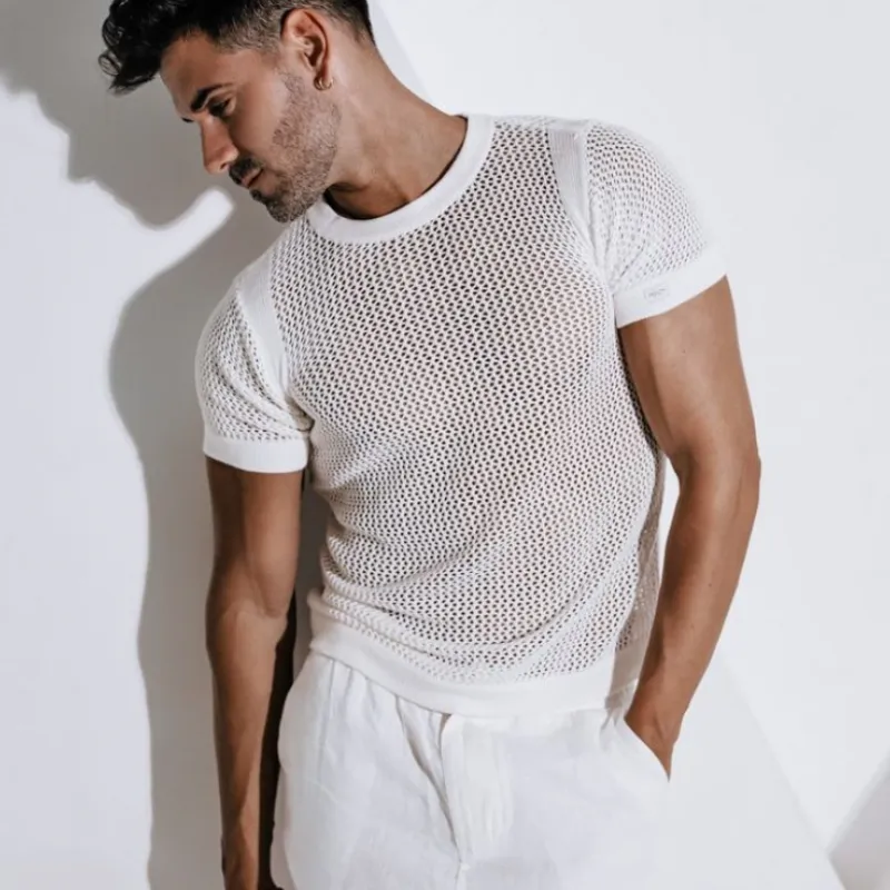 Men's Spring and Summer Fashionable Casual Slim Fit Knitted Short-sleeved T-shirt 66493524K sold by Manly product image thumbnail 2