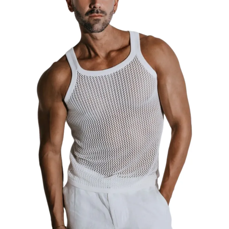 Men's Spring and Summer Fashionable Casual Slim Fit Knitted Tank Top 74632349K sold by Manly