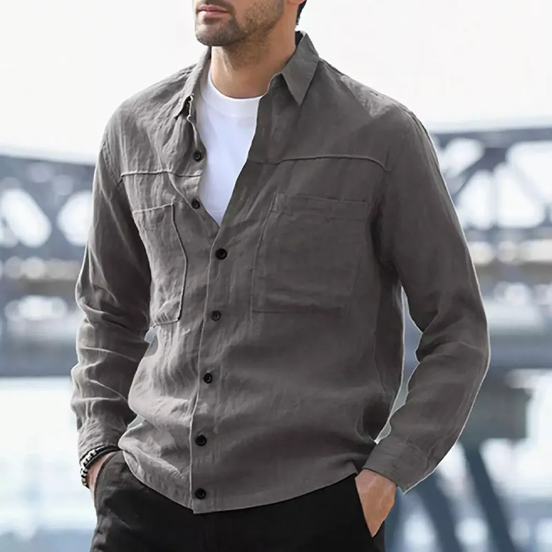 Men's Casual Skin-friendly Ice Silk Wrinkled Long-sleeved Shirt 77143745U sold by Manly product image thumbnail 2