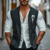 Men's Stand Collar Denim Embroidered Vest 58260131X sold by Manly