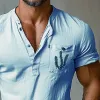 Men's Casual Pocket Print Henley Neck Short Sleeve T-Shirt 02832551X sold by Manly