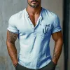Men's Casual Pocket Print Henley Neck Short Sleeve T-Shirt 02832551X sold by Manly