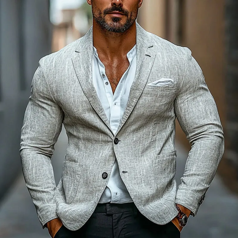 Men's Casual Solid Color Cotton and Linen Blazer 76708992X sold by Manly product image thumbnail 2