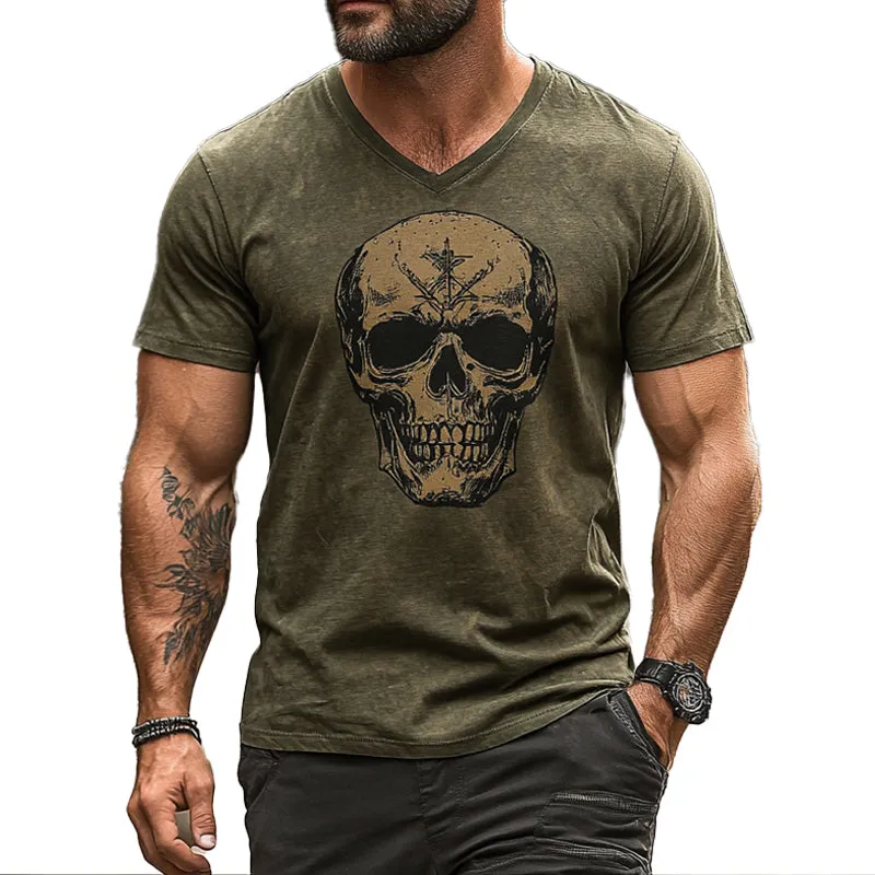 Men's Vintage Printed Skull Short Sleeve T-Shirt 44896410X sold by Manly