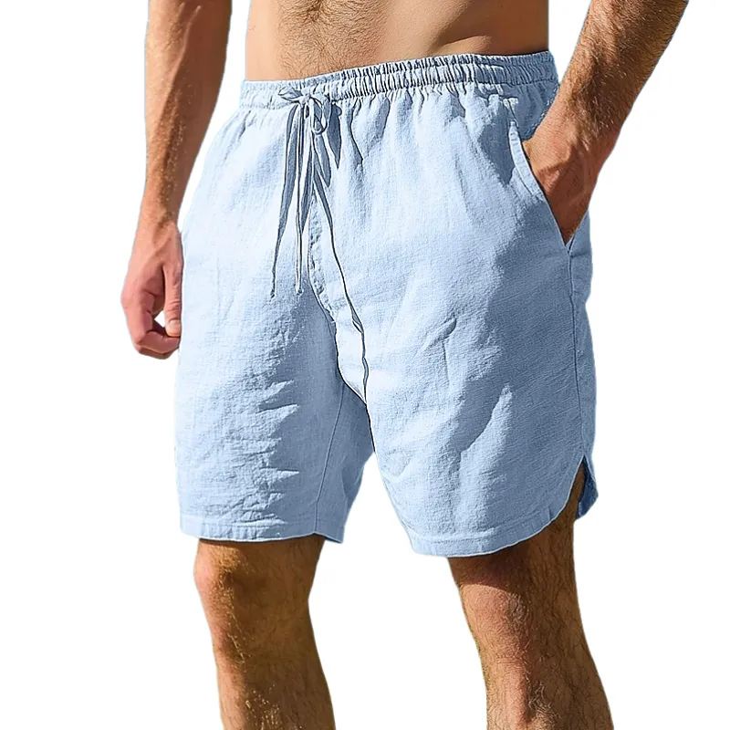 Men's Casual Cotton Linen Elastic Waist Loose Shorts 88923124M sold by Manly