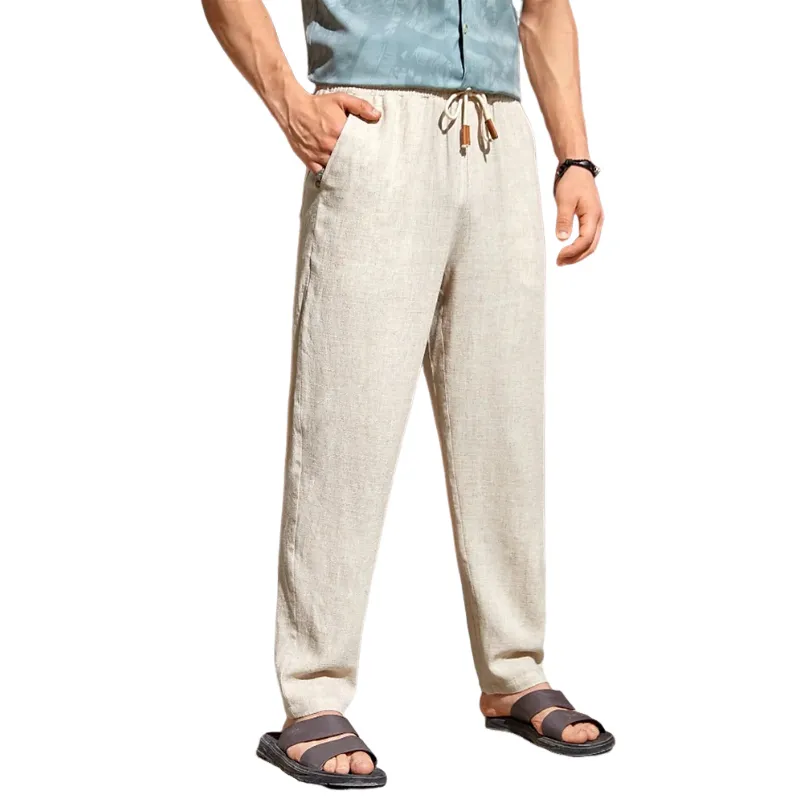 Men's Casual Cotton Linen Elastic Waist Straight Pants 01622871M sold by Manly product image thumbnail 3