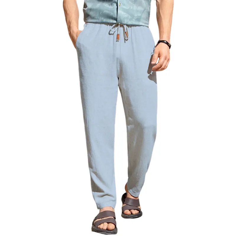 Men's Casual Cotton Linen Elastic Waist Straight Pants 01622871M sold by Manly product image thumbnail 5