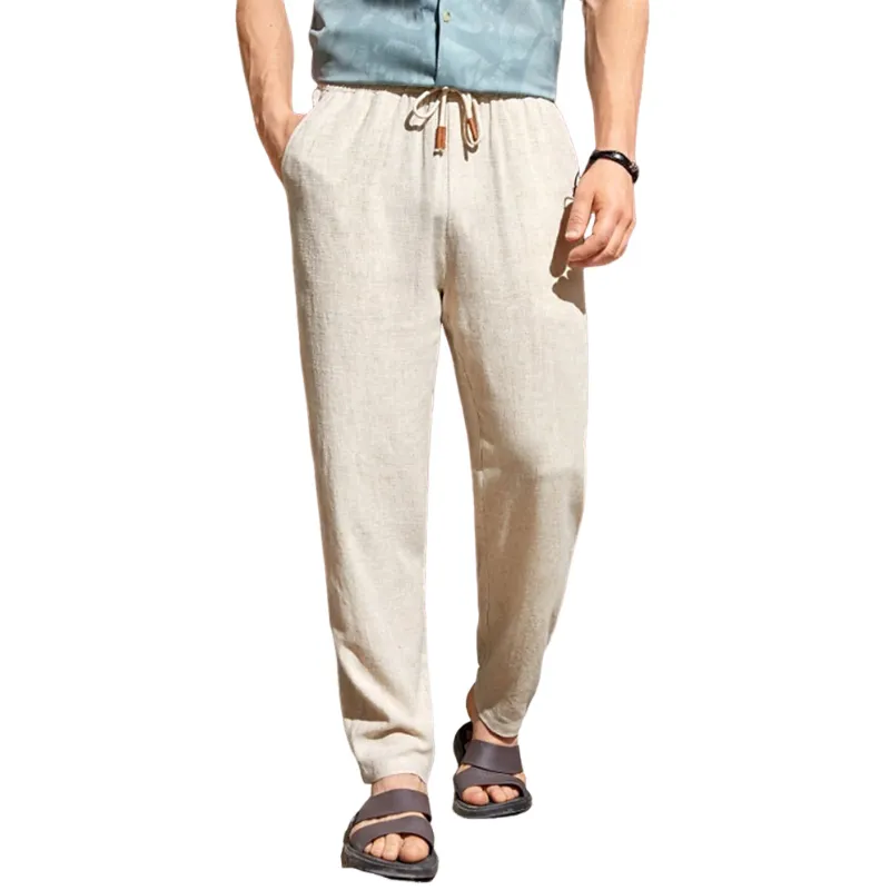 Men's Casual Cotton Linen Elastic Waist Straight Pants 01622871M sold by Manly product image thumbnail 2