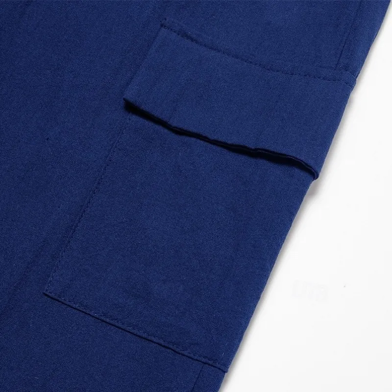 Men's Casual Cotton Linen Elastic Waist Loose Multi-pocket Pants 10736185M sold by Manly product image thumbnail 4