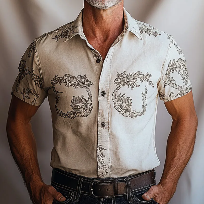 Men's cotton blend printed short sleeve shirt 88063274P sold by Manly product image thumbnail 2