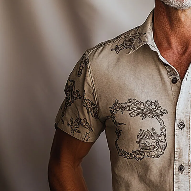 Men's cotton blend printed short sleeve shirt 88063274P sold by Manly product image thumbnail 3