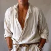 Men's stylish long-sleeved cotton and linen shirt 32522075P sold by Manly