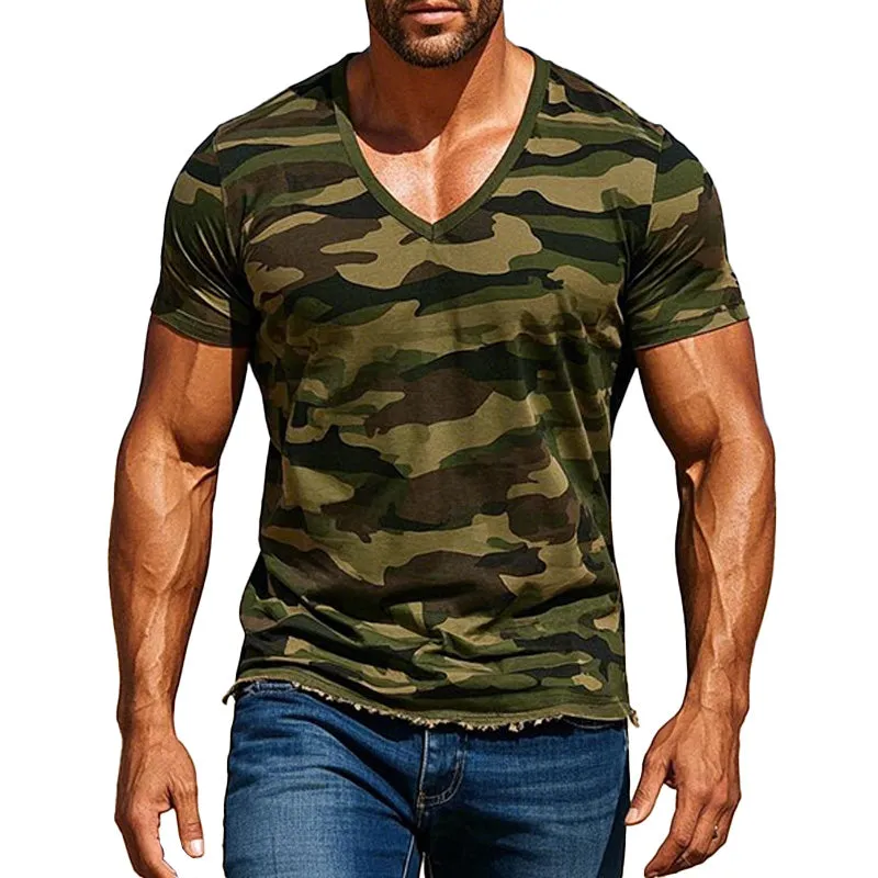 【24-hour shipping out】Men's Army Green Camouflage Print Short Sleeve T-Shirt 37413482P sold by Manly