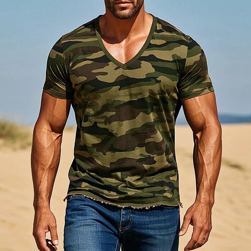 【24-hour shipping out】Men's Army Green Camouflage Print Short Sleeve T-Shirt 37413482P sold by Manly product image thumbnail 2