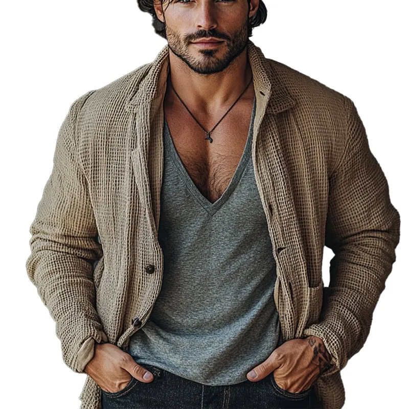 Men's Waffle Lapel Pocket Jacket 81549253X sold by Manly