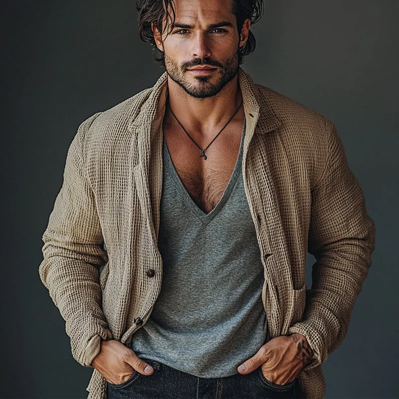 Men's Waffle Lapel Pocket Jacket 81549253X sold by Manly product image thumbnail 2