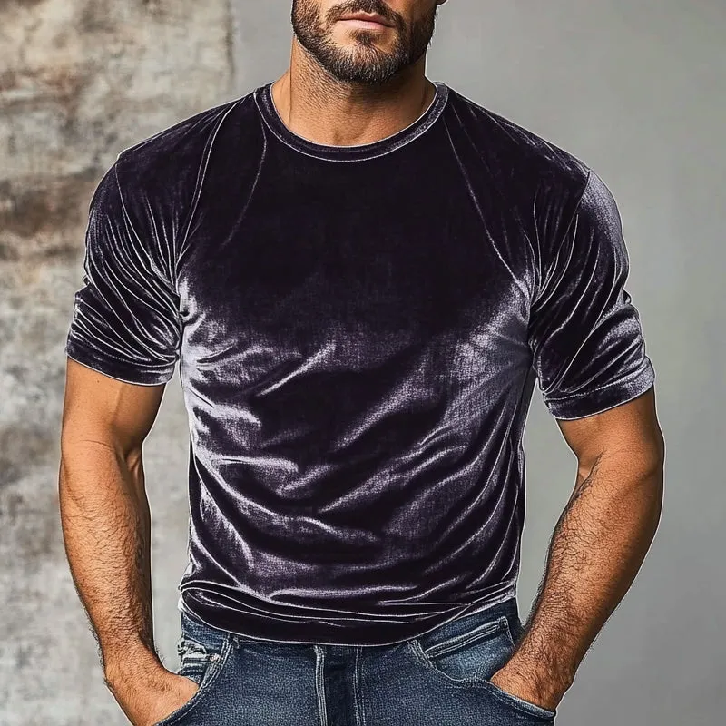 Men's Vintage Velvet Round Neck Short Sleeve T-Shirt 28894024X sold by Manly product image thumbnail 3