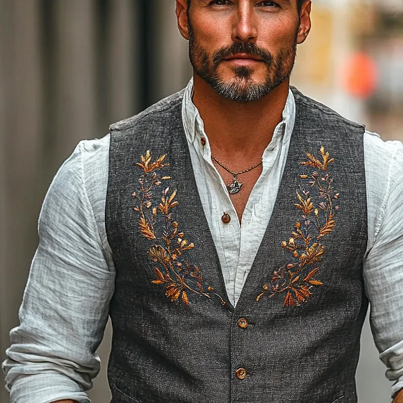 Men's Floral Embroidered V-neck Vest 73537096X sold by Manly product image thumbnail 3